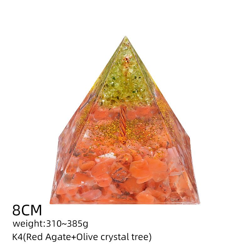 Pirâmide de cristal natural de 8cm Casa criativa europeia e americana Ornamento de mesa Yoga Resina de meditação Pirâmide de epóxi