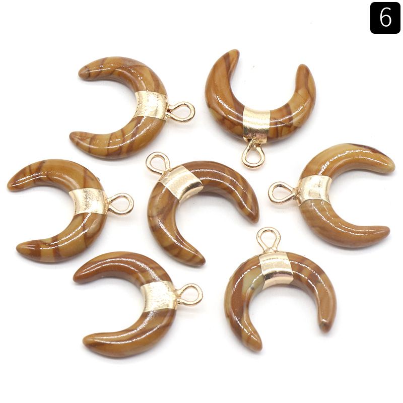 1440-Pó de cristal mini lua crescente pingente de chifre dourado Pingente de lua em forma de C DIY colar brincos material de jóias