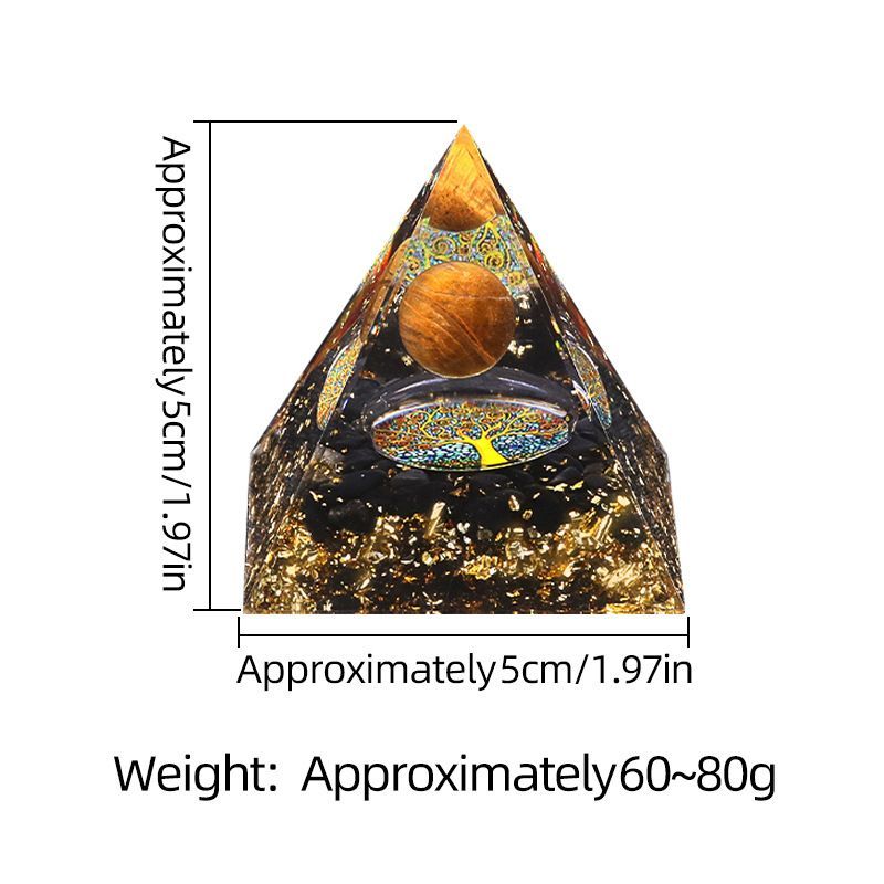 2126-Ágata de cristal 5cm de cascalho pirâmide Resina epóxi escritório doméstico enfeite de mesa artesanato
