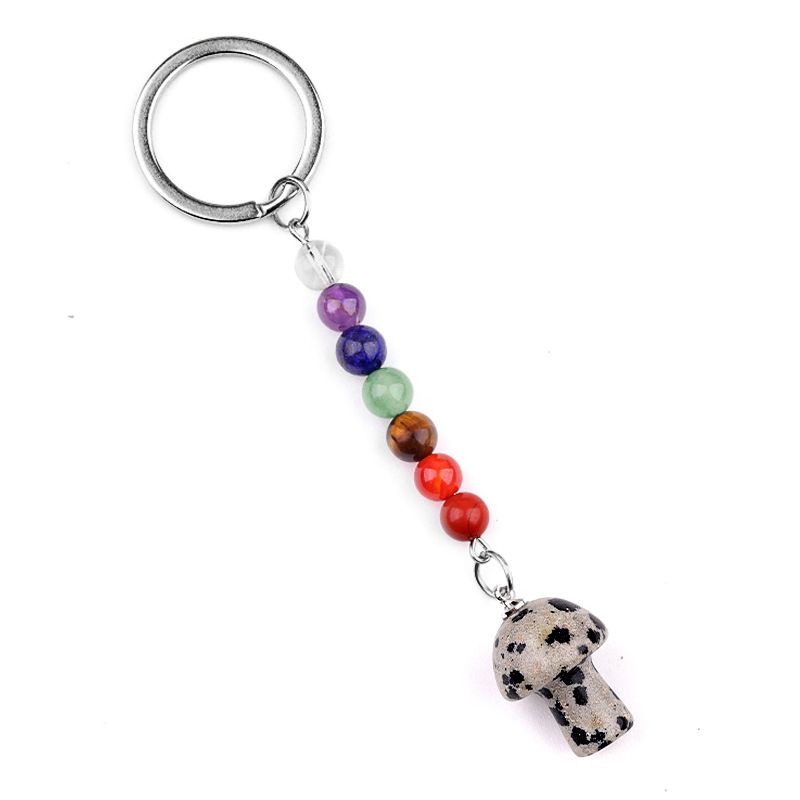 1469-Chave pingente de cristal natural colorido pedra 2cm cogumelo chaveiro saco acessórios presente atacado