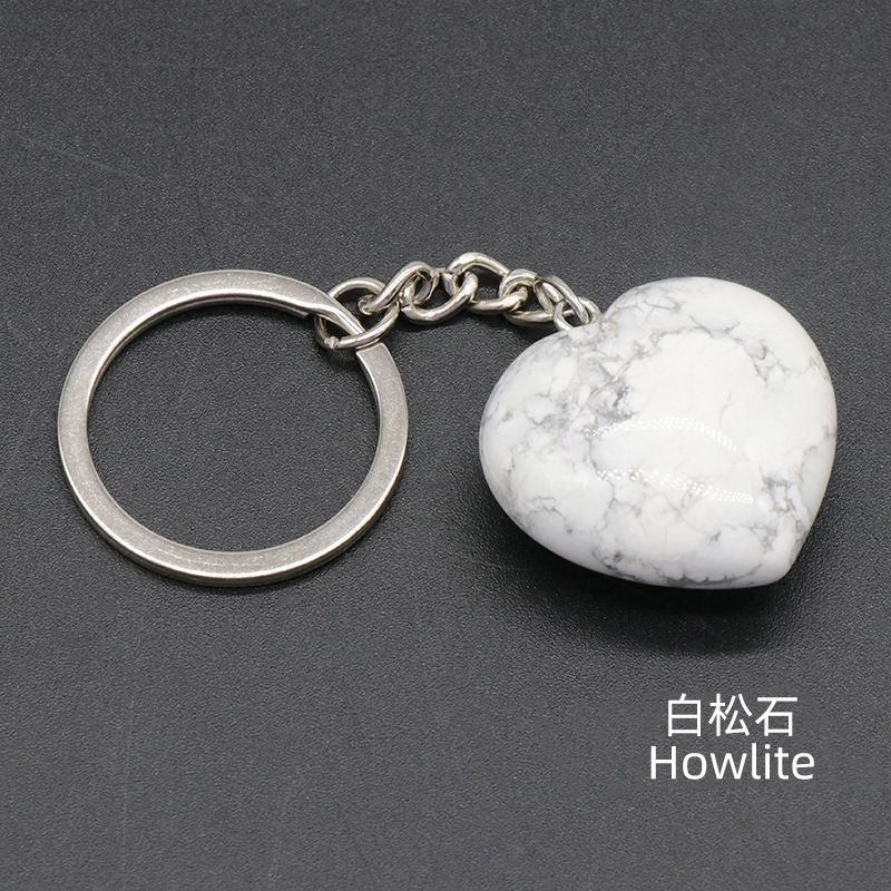 Pedra de ágata de cristal natural 30mm chaveiro do amor, pingente em forma de coração DIY caixa de presente acessórios de jóias