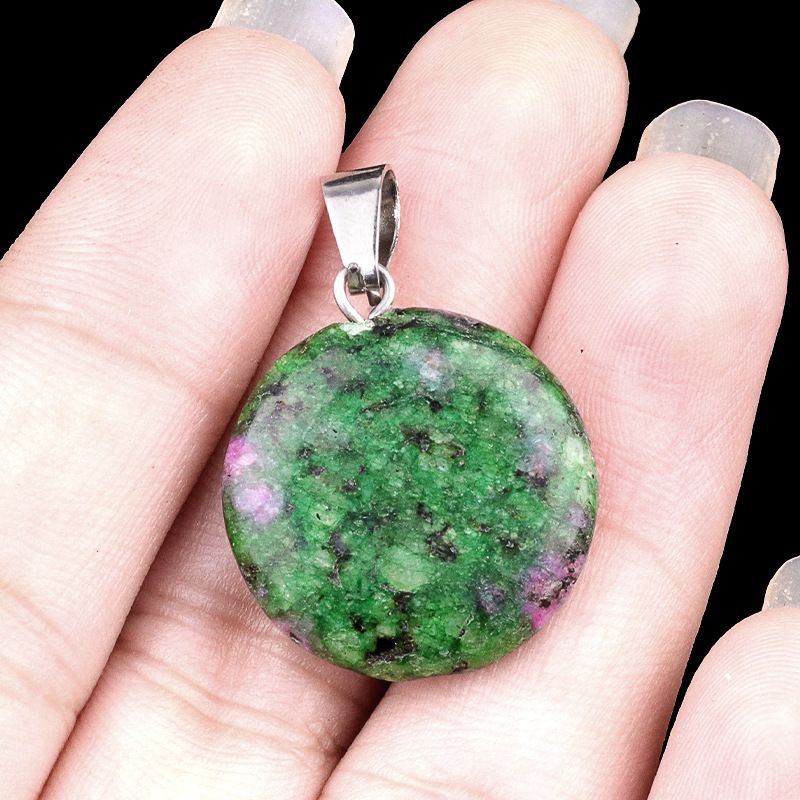 1821-20Mm cristal ágata jade redondo pingente plano, pingente de disco de pedra semipreciosa acessórios de jóias DIY