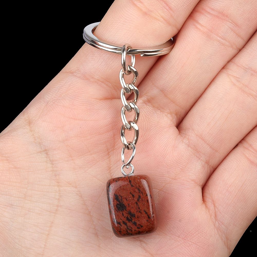 1788-Cristal Colorido Pedra Irregular 16mm Chaveiro Quadrado Comprido DIY Gem Pingente Opala
