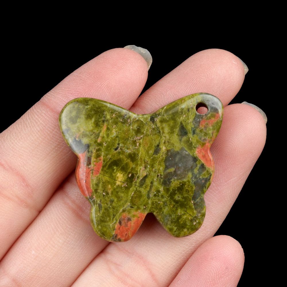 1791 - 30 × 35 mm grande pingente de borboleta, pedra de ágata de cristal natural, enfeite de mesa de borboleta esculpida