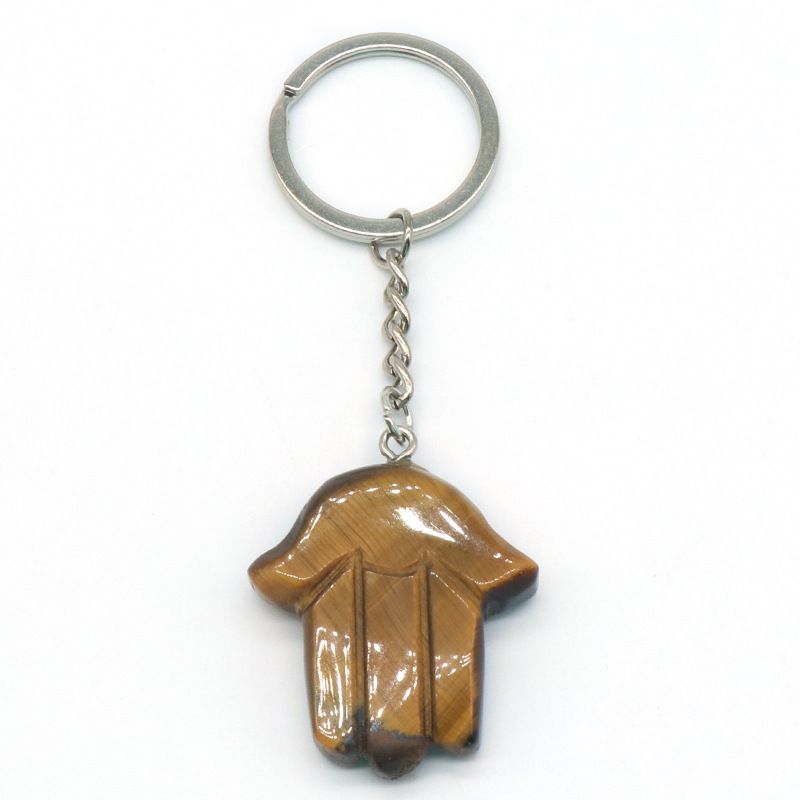 1051-Fátima Mão Keychain Cristal Natural Pedra Palma Keychain, Escultura em Pedra, Bolsa Pingente