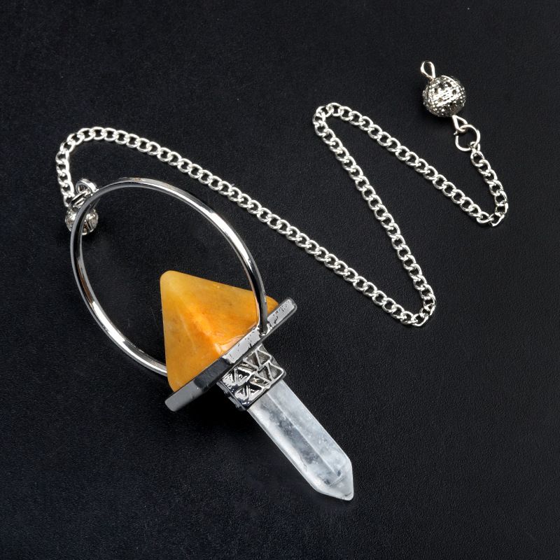 1925-Pingente de pêndulo hexagonal de pilar de cristal branco, pingente de pêndulo amplificador
