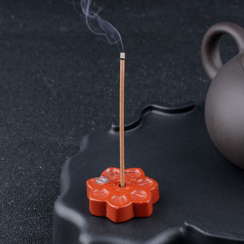 Inserção de incenso de lótus de cristal natural cabeça de pedra semipreciosa, base de suporte de incenso de arame, inserção de queimador de incenso de pedra de olho de tigre de 30 mm