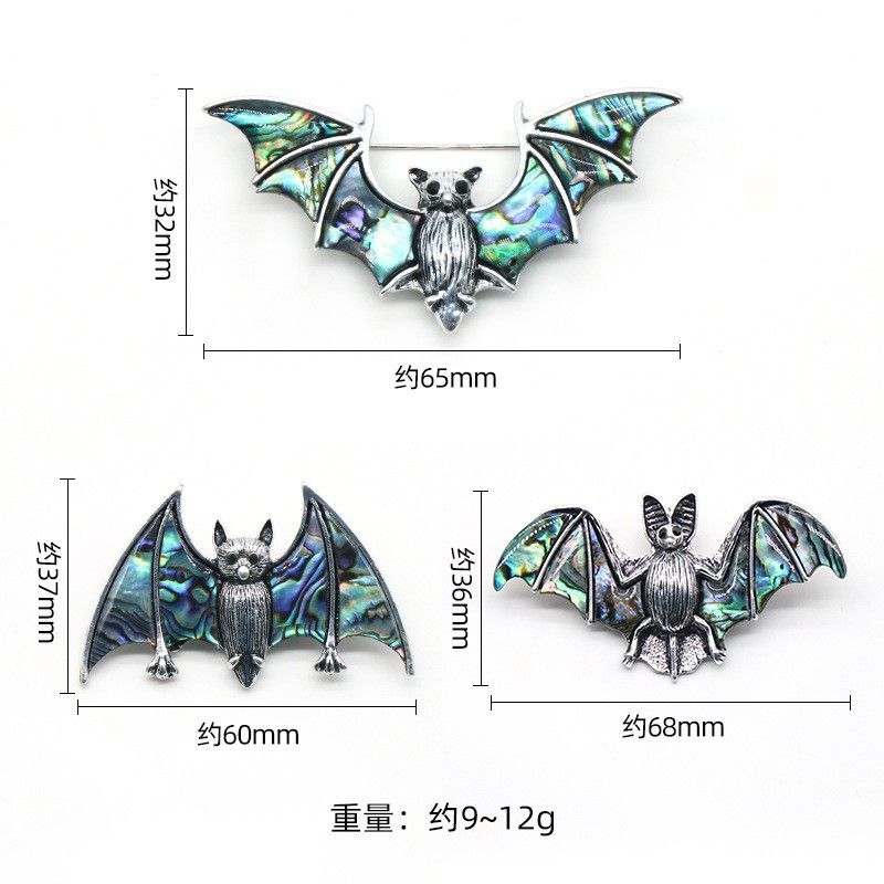 1533-AbaloneShell Abalone Shell Bat Broche Colar, liga incrustada Shell Pingente