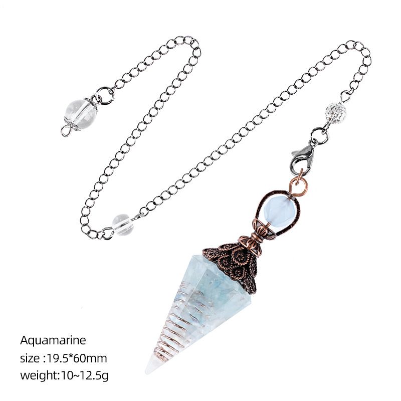 Cristal Pêndulo Cascalho Epóxi Cobre Antigo Ponta Única Hexagonal Cone Yoga Acessórios de Meditação Pêndulo de Freqüência Ajustável