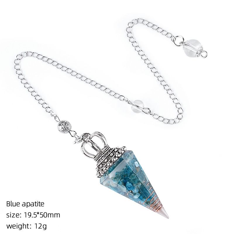 Hot Sale Pingente de Pêndulo de Cristal Natural Crown Yoga Acessórios de Meditação Hexagonal Cone Ajustável Resina de Freqüência Pêndulo