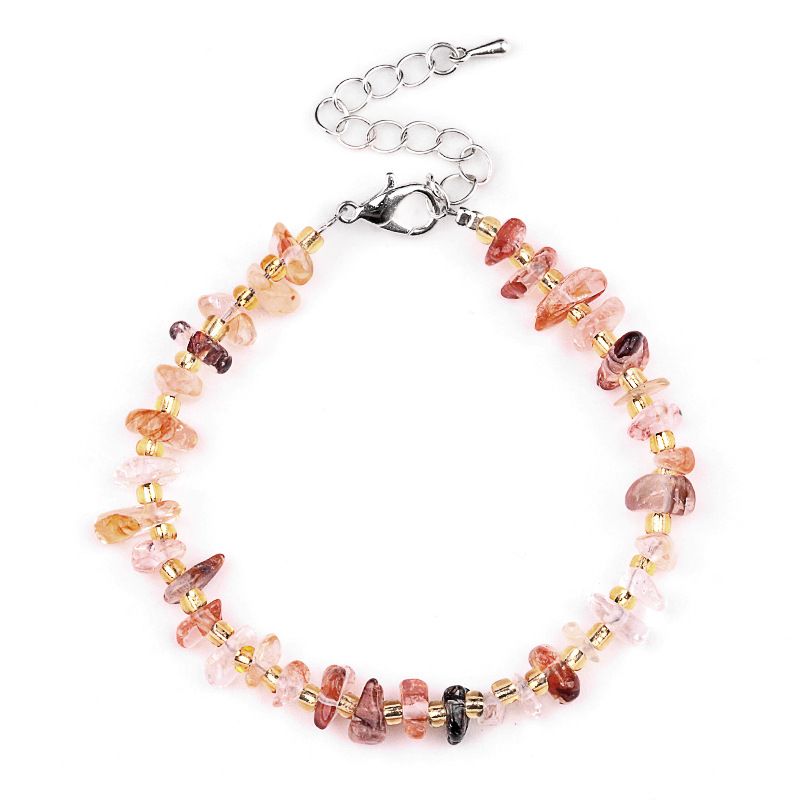 2077-Pulseira de ametista cristal azul turmalina cabelo cristal pulseira de pedra irregular mercadoria cênica