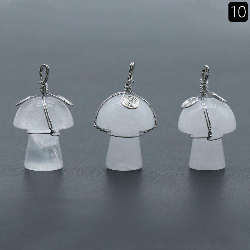 1531-Pedra de cristal natural 20mm pequeno cogumelo enrolamento pingente DIY pingente