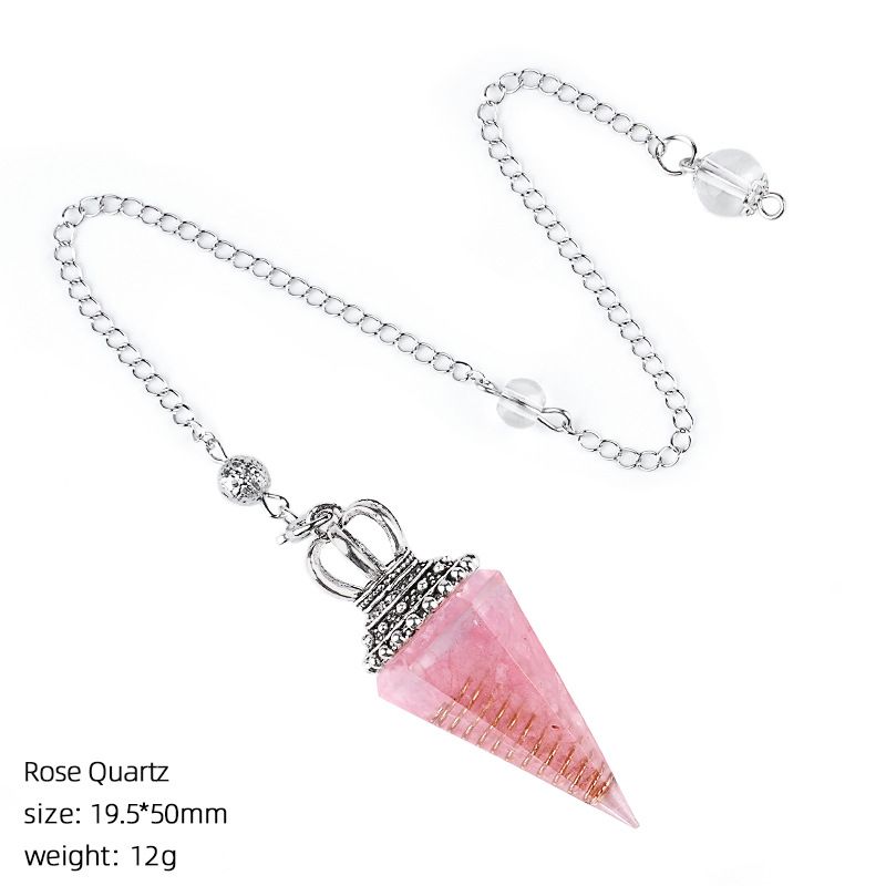 Hot Sale Pingente de Pêndulo de Cristal Natural Crown Yoga Acessórios de Meditação Hexagonal Cone Ajustável Resina de Freqüência Pêndulo