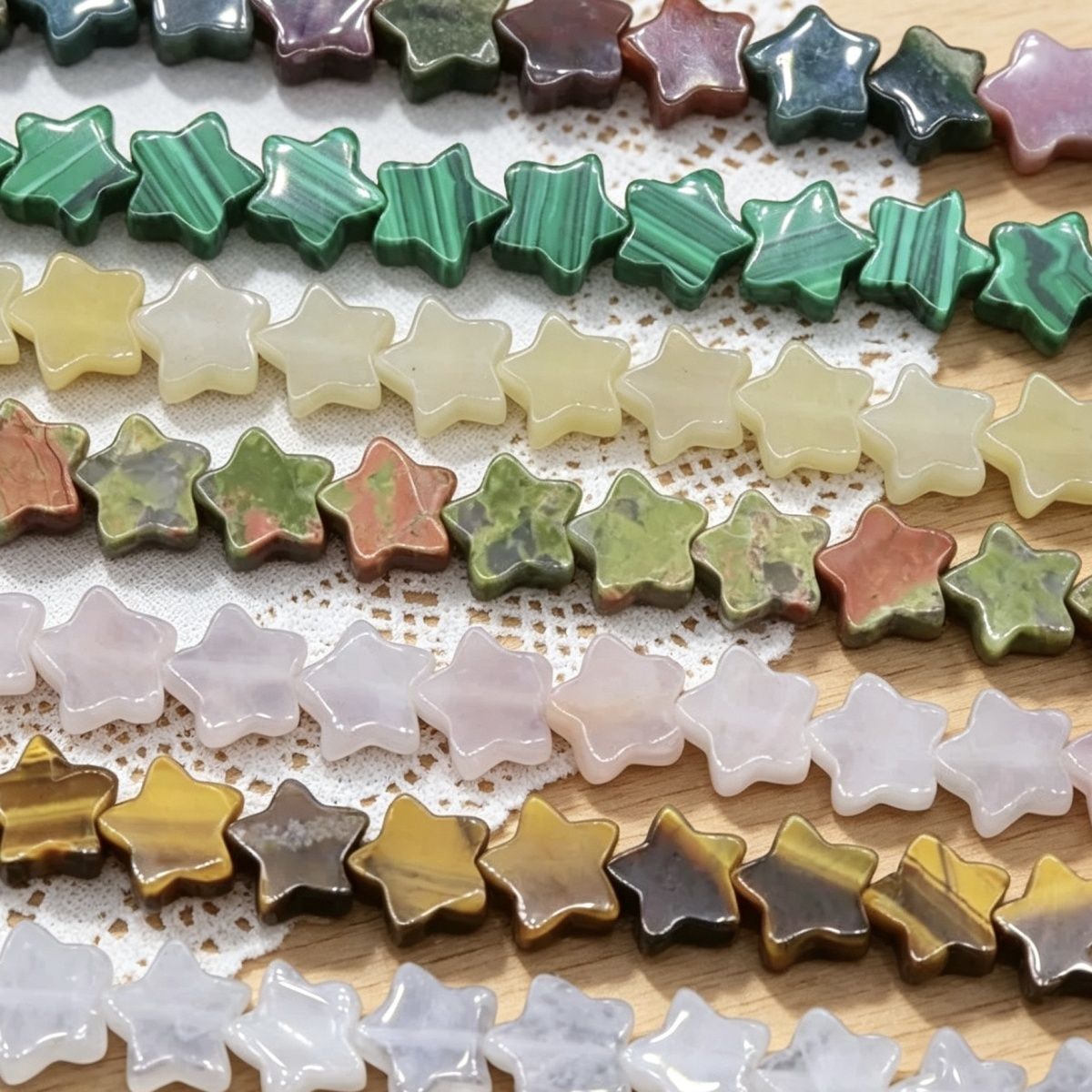 254-Cristal em pó estrela de cinco pontas, estrela de ágata contas soltas DIY pulseira de pedra natural artesanal brincos acessórios de jóias materiais