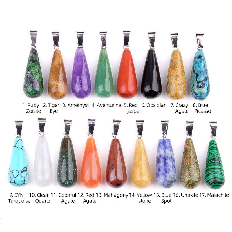1462-25Mm pingente longo de gota de água, pedra semi-preciosa natural pingente longo de gota de água brincos DIY colar acessórios de jóias