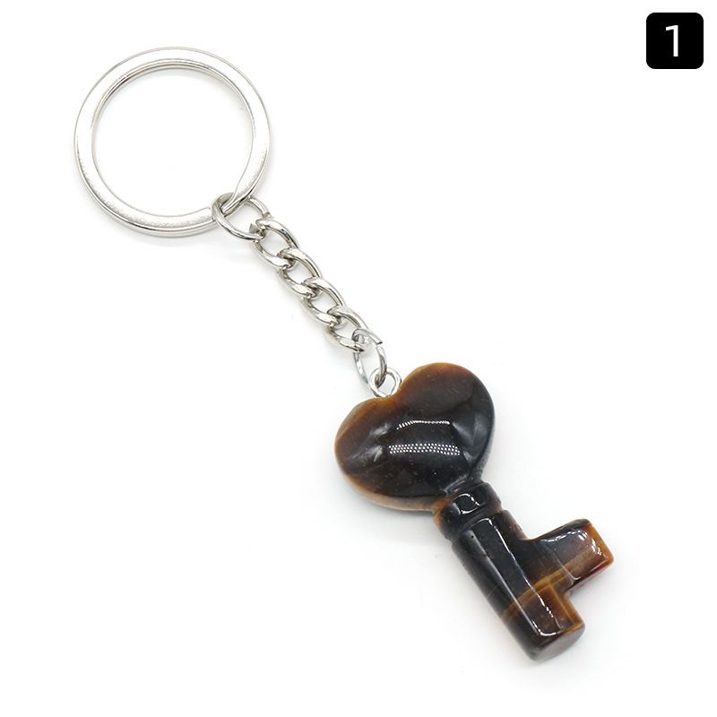 1569 - Chaveiro de Coração de Cristal Natural Chaveiro de Coração Pingente de Fechadura em Forma de Coração DIY Acessório Criativo de Pingente