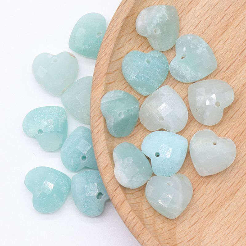 1591 um pingente de amor de corte de 12mm, pedra de cristal natural em forma de coração pulseira DIY acessórios de jóias