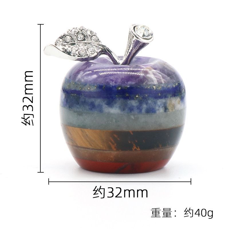 1290-Ornamento de maçã colorido de cristal natural Artesanato de emenda de 32mm Presente de Natal Ping Uma jóia para casa