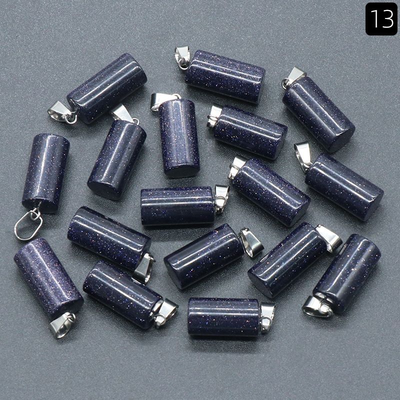 1464-20Mm pingente cilíndrico, cristal natural pingente cilíndrico de pedra semi-preciosa brincos DIY colar de jóias