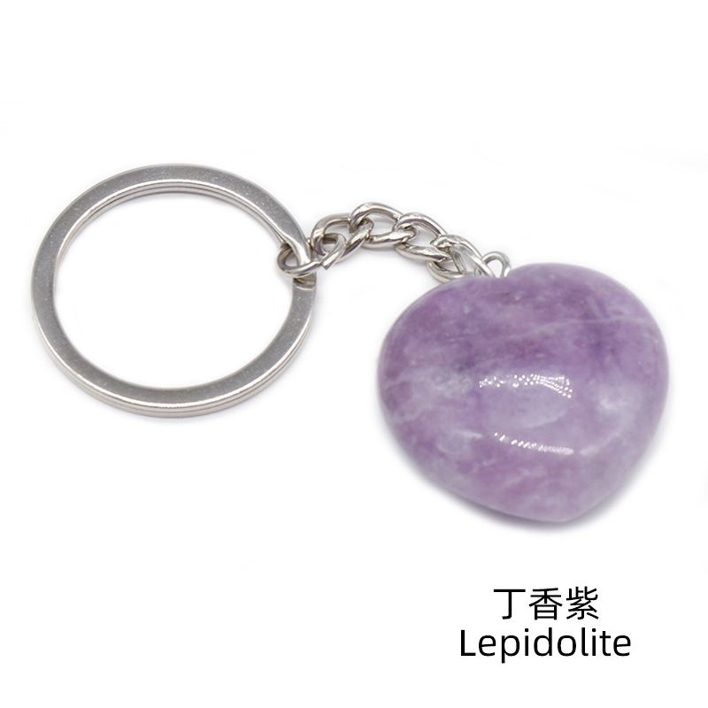 Pedra de ágata de cristal natural 30mm chaveiro do amor, pingente em forma de coração DIY caixa de presente acessórios de jóias