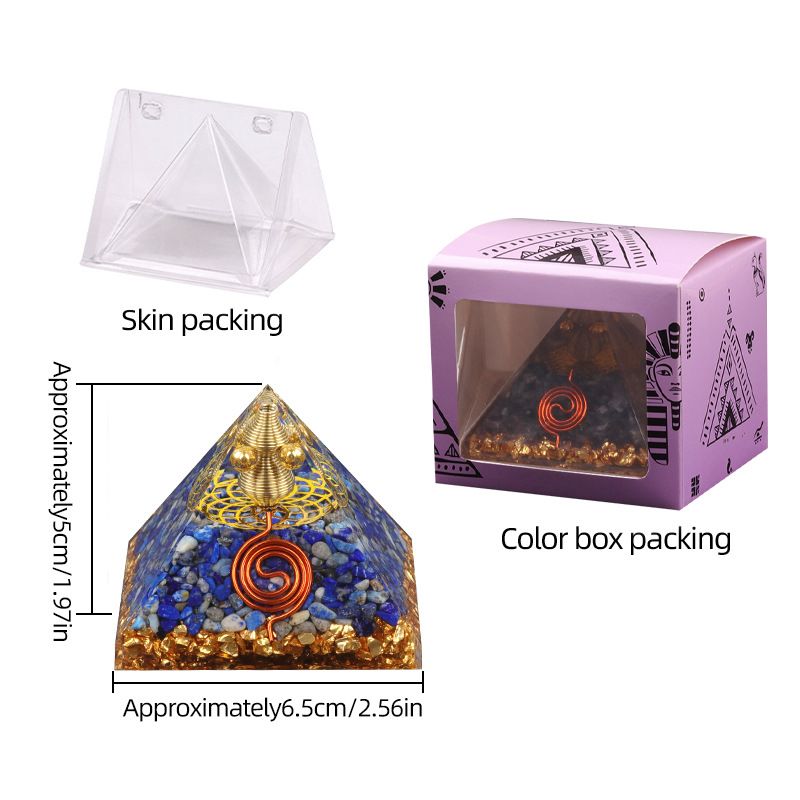 Ornamento de pirâmide de 6,5 cm Resina epóxi de cascalho natural para casa Presente de enfeite de mesa