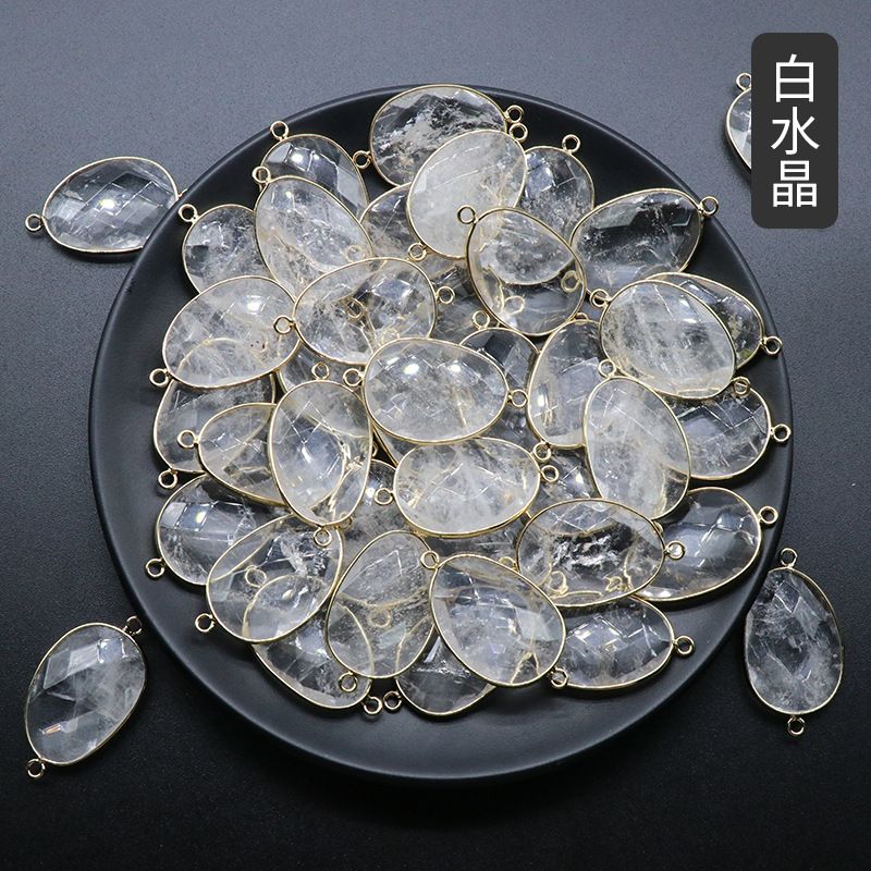 Pingente binaural de bainha de jade de ágata de cristal, pó de ametista, lápis-lazúli de cristal, acessórios para joias