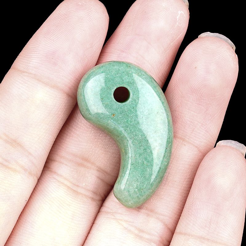 1212-Cristal natural 18X30 buraco 3mm gancho pingente de jade, anime yin e yang big dog Ibaraki vinho engolindo faca demoníaca Ji