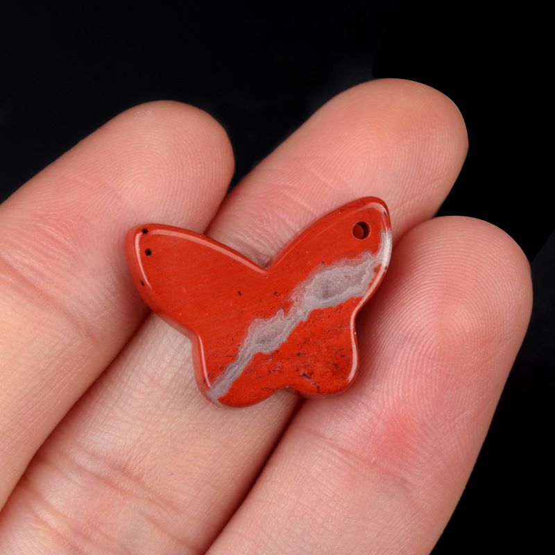 1765-Pingente de borboleta de pedra de ágata de cristal natural DIY pulseira de borboleta de pedra natural acessórios de colar