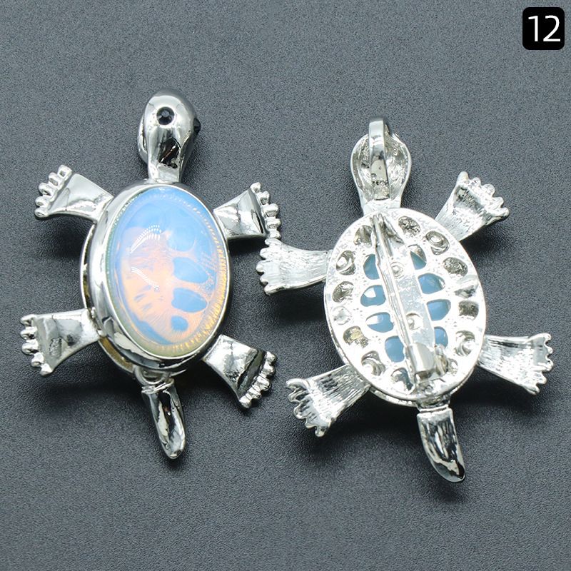 Pingente de broche de tartaruga 1558, acessórios de colar de pingente de pedra preciosa incrustada em liga de cristal natural