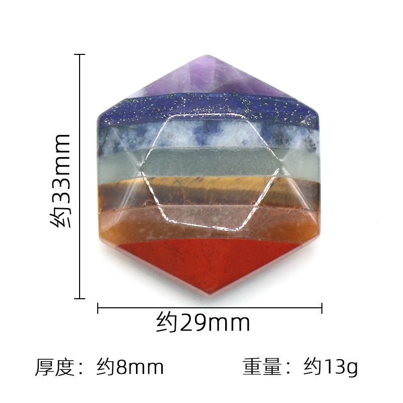 1313-Pedra colorida Hexagrama de estrela de seis pontas, alça do processo de emenda de pedra de cristal natural