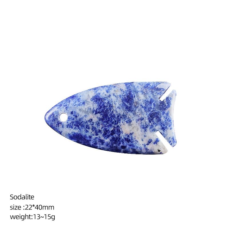 Pingente de peixe pequeno de cristal natural de 40Mm Pingente de colar DIY, gravura em pedra ágata com orifícios acessórios de jóias em forma de peixe