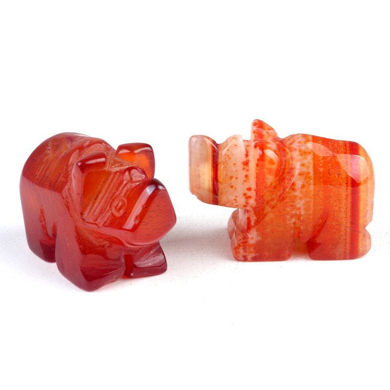1661 1in Rinoceronte, cristal ágata pedra mini gravado pequeno animal pedra semi-preciosa artesanato rinoceronte ornamento