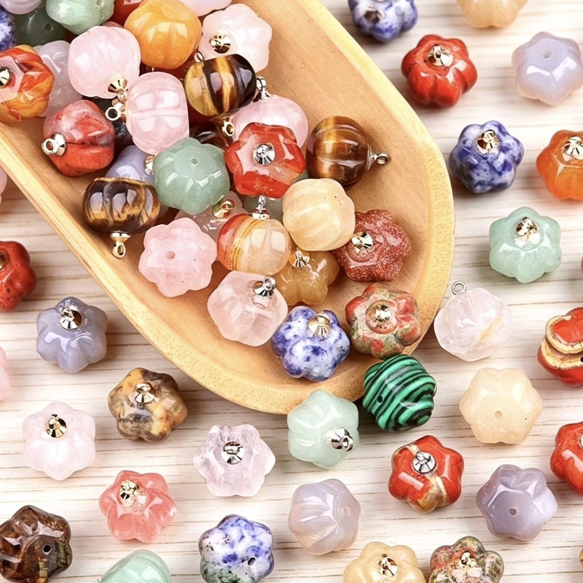 1639-10X13mm pingente de abóbora, meia pedra do tesouro de ágata de cristal abóbora gravada DIY material de jóias