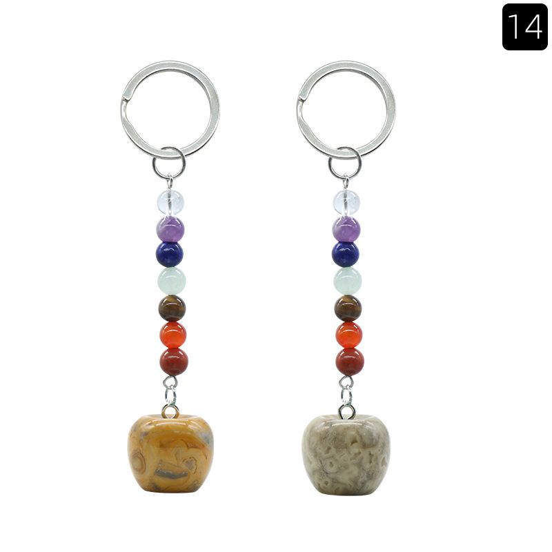1478-Pequeno Chaveiro de Maçã Cristal Natural Pedra Colorida Pingente De Maçã De 20mm, Decoração De Véspera De Natal