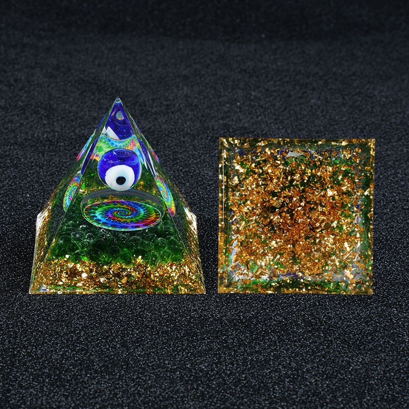 2376 Olhos Azuis Cristal Artificial Pirâmide De 6cm Casa Artesanato Resina Ornamento De Mesa Amazônia