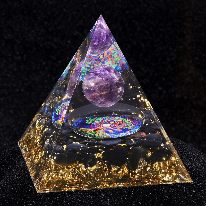 2126-Ágata de cristal 5cm de cascalho pirâmide Resina epóxi escritório doméstico enfeite de mesa artesanato