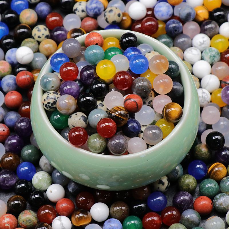Contas de meio orifício de 1600-8mm, contas redondas de meio orifício de ágata de cristal natural, contas soltas Brincos de viga DIY acessórios de incrustação