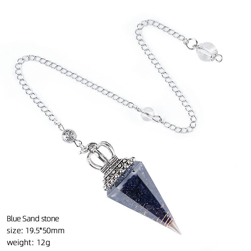 Hot Sale Pingente de Pêndulo de Cristal Natural Crown Yoga Acessórios de Meditação Hexagonal Cone Ajustável Resina de Freqüência Pêndulo