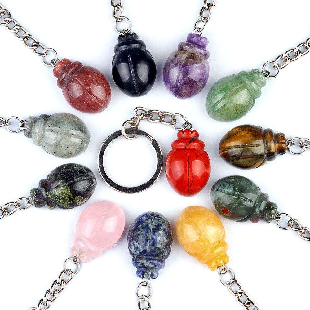 1946-Besouro chaveiro, cristal ĂĄgata pedra gravada animal pingente chaveiro