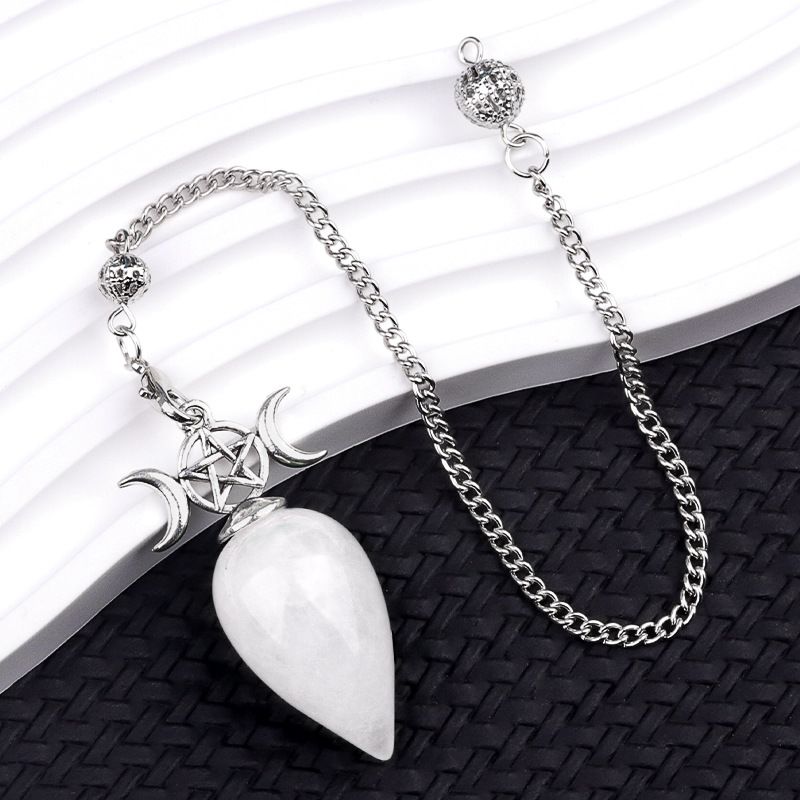 2146-Queda de água de cristal natural pingente de pêndulo da lua trifásico pingente de jóias pingente novo fabricante