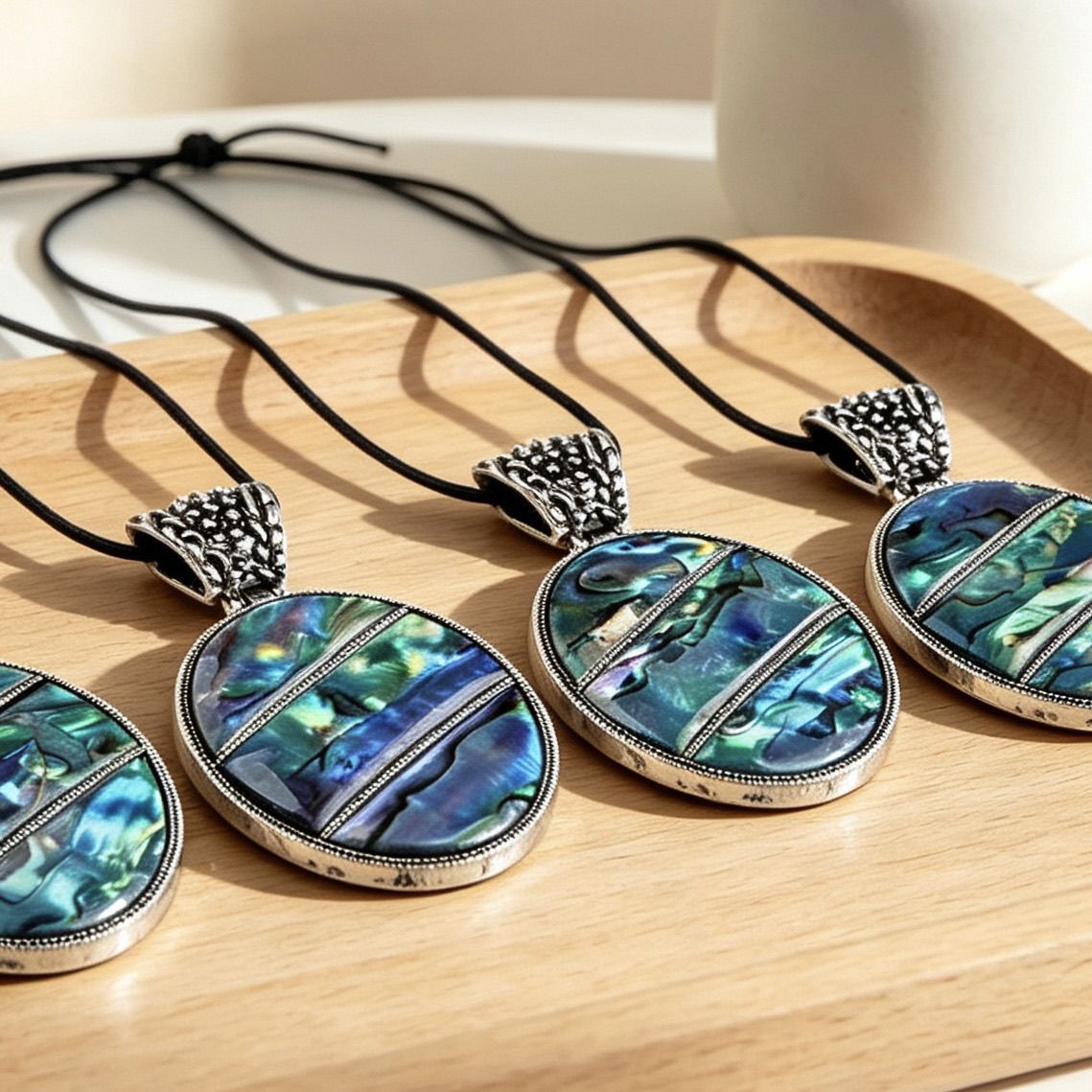 997-AbaloneShell novos produtos transfronteiriços, pingente de liga de emenda de concha de abalone, colar de concha irregular.