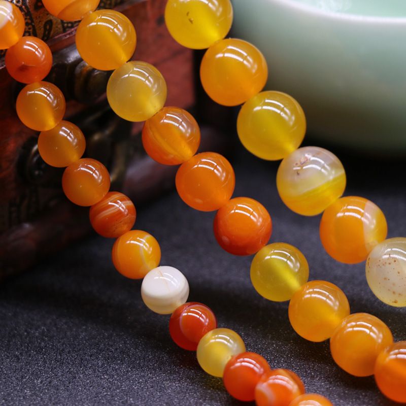 Ágata laranja listrado ágata contas redondas contas soltas DIY pulseira de contas colar acessórios de jóias trabalho em andamento atacado