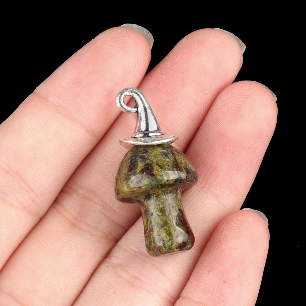 1963-Ágata de cristal natural pedra semipreciosa ametista mágica chapéu de Natal cogumelo pingente acessórios de jóias DIY