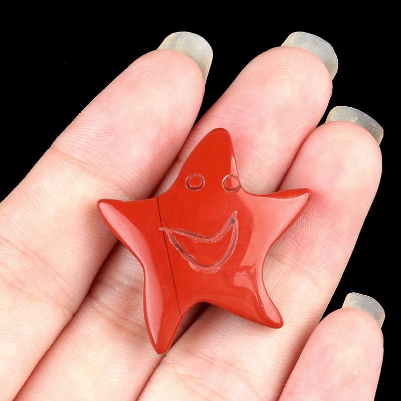 1981-Natural cristal ágata pedra smiley rosto estrela não porosa 30mm estrela do mar solta pedra pentagrama DIY acessórios de jóias