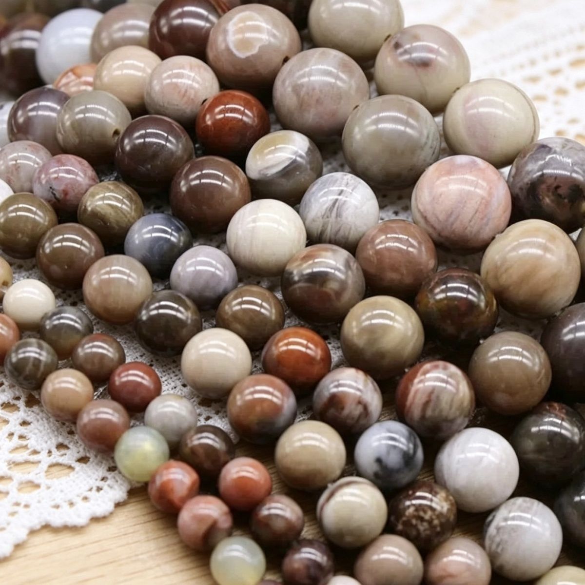 191-WoodenJade Fossil Wood Beads Loose Beads DIY Beaded Pulseiras Colar em meia pérola Jóias