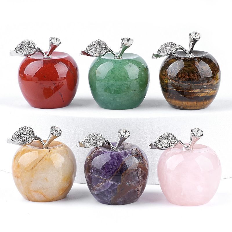 Transfronteiriço 30mm ornamento de maçã de pedra natural Presente de Natal Véspera de Natal decoração de mesa cristal ágata maçã grande