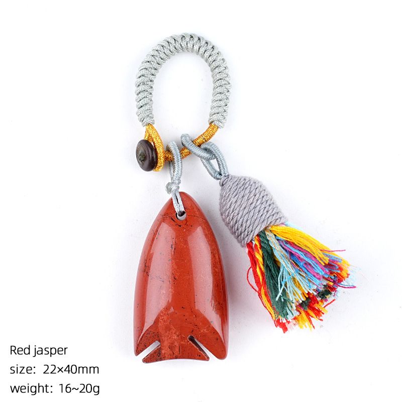 Natural cristal pequeno peixe chaveiro boêmio saco de roupas carro ágata jade pingente em forma de peixe