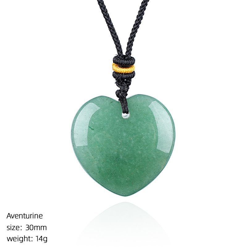 Colar de amor de cristal natural de 30Mm, pingente de coração de pêssego de pedra áspera simples para homens e mulheres do Dia dos Namorados com gravura em forma de coração de pedra natural.