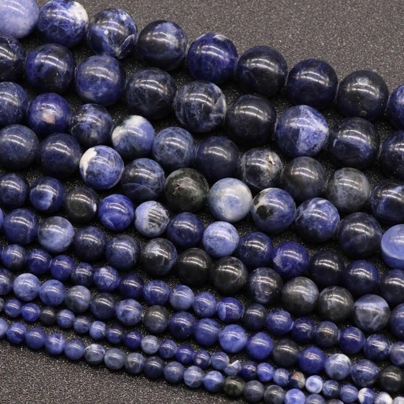 199-Sodalite sodalite contas redondas padrão azul contas soltas DIY pulseira de contas colar acessórios de jóias trabalho em andamento