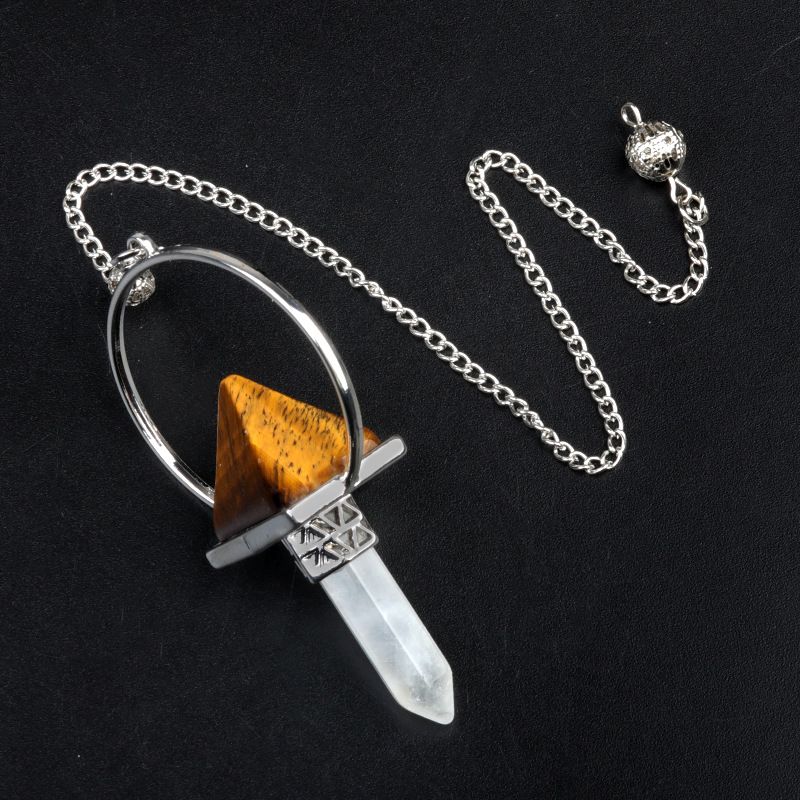1925-Pingente de pêndulo hexagonal de pilar de cristal branco, pingente de pêndulo amplificador